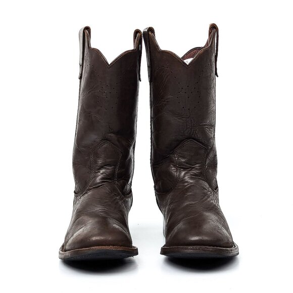 Redhead Men Brown Leather Western Cowboy Pull on Boots size 7.5 - Picture 2 of 7